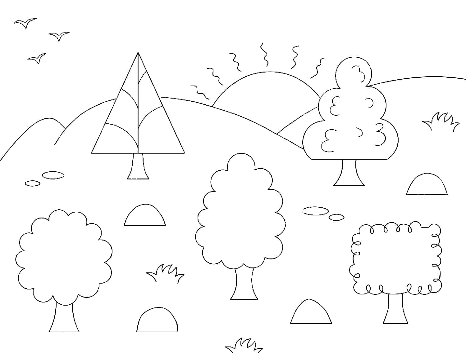Tisknutelný Strom Obrázek pro Děti omalovánka