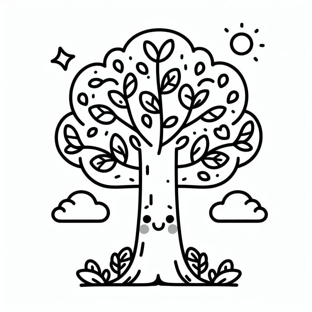 Tisknutelný Strom Obrázek omalovánka