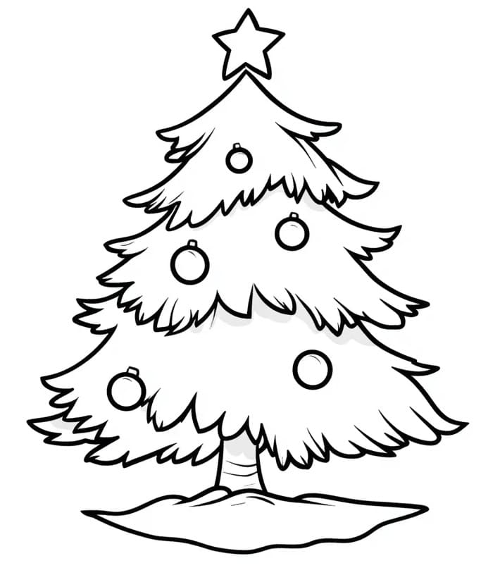 Tisknutelný Vánoční strom Obrázek pro Děti omalovánka