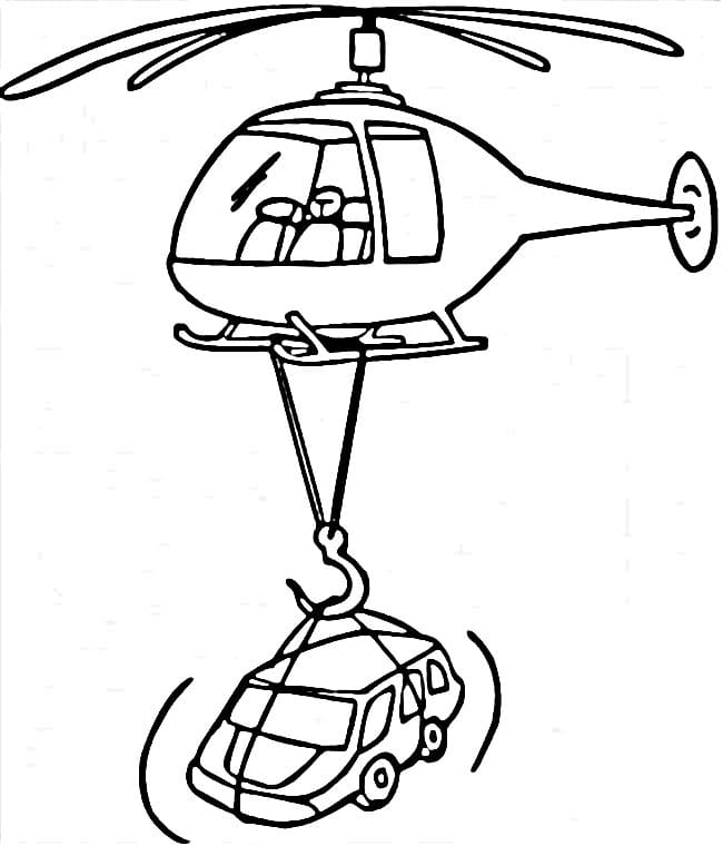 Tisknutelný Vrtulník Obrázek pro Děti omalovánka