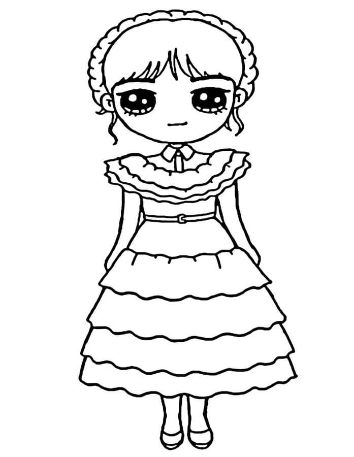 Tisknutelný Wednesday Obrázek pro Děti omalovánka