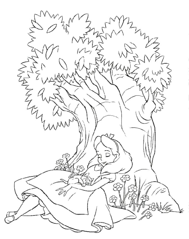 Tisknutelný Zdarma Alenka v říši divů omalovánka