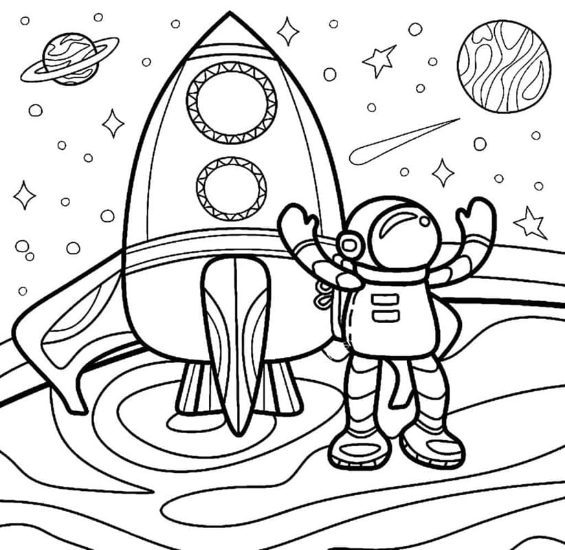 Tisknutelný Zdarma Astronaut omalovánka
