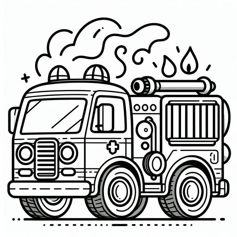 Tisknutelný Zdarma Hasičské Auto omalovánka