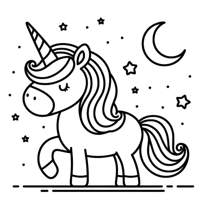 Tisknutelný Zdarma Jednorožec omalovánka
