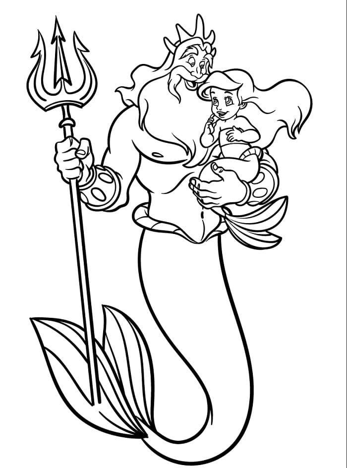 Tisknutelný Zdarma Malá mořská víla omalovánka