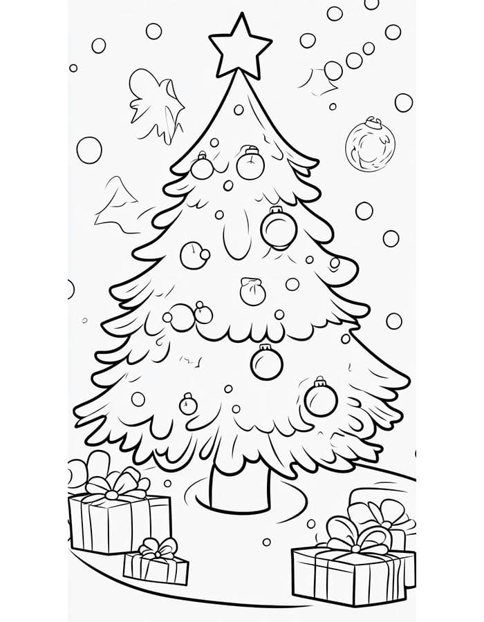 Vánoční strom pro 1leté Děti omalovánka