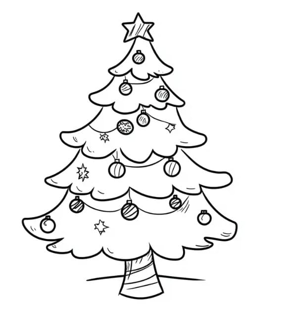 Vánoční strom pro 4leté Děti omalovánka
