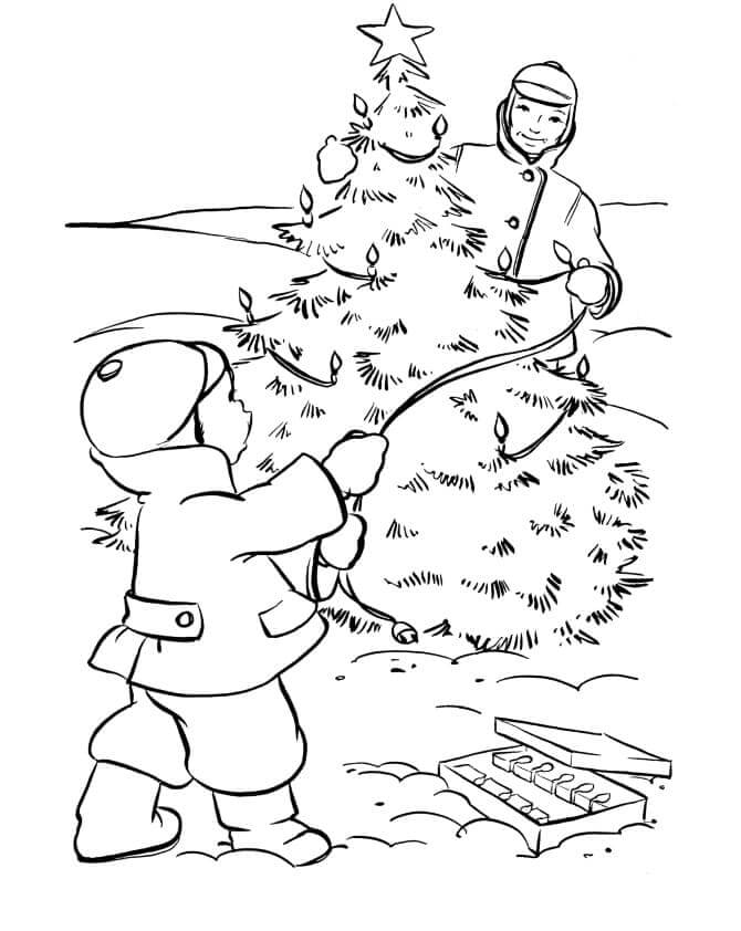 Vánoční strom pro 6leté Děti omalovánka