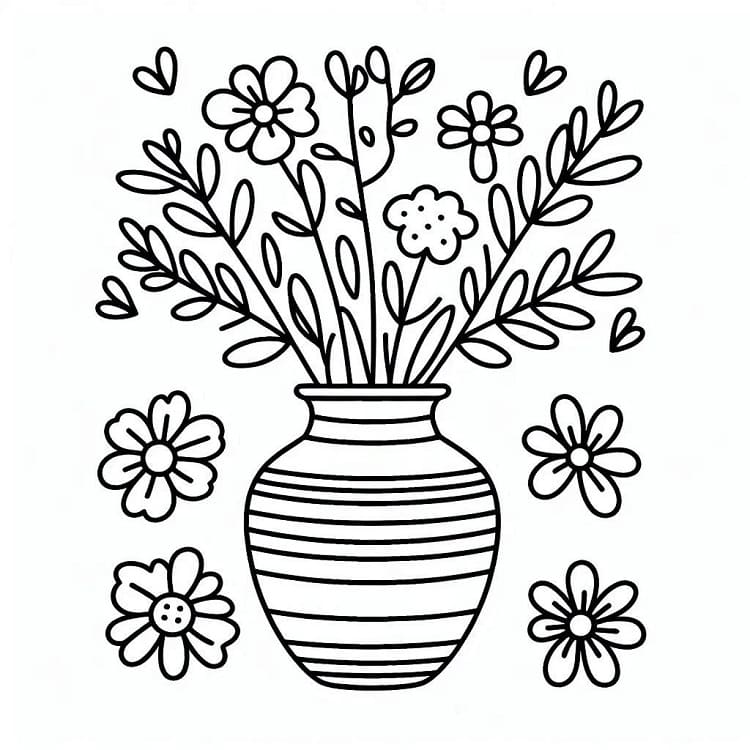 Váza s květinami (32) omalovánka