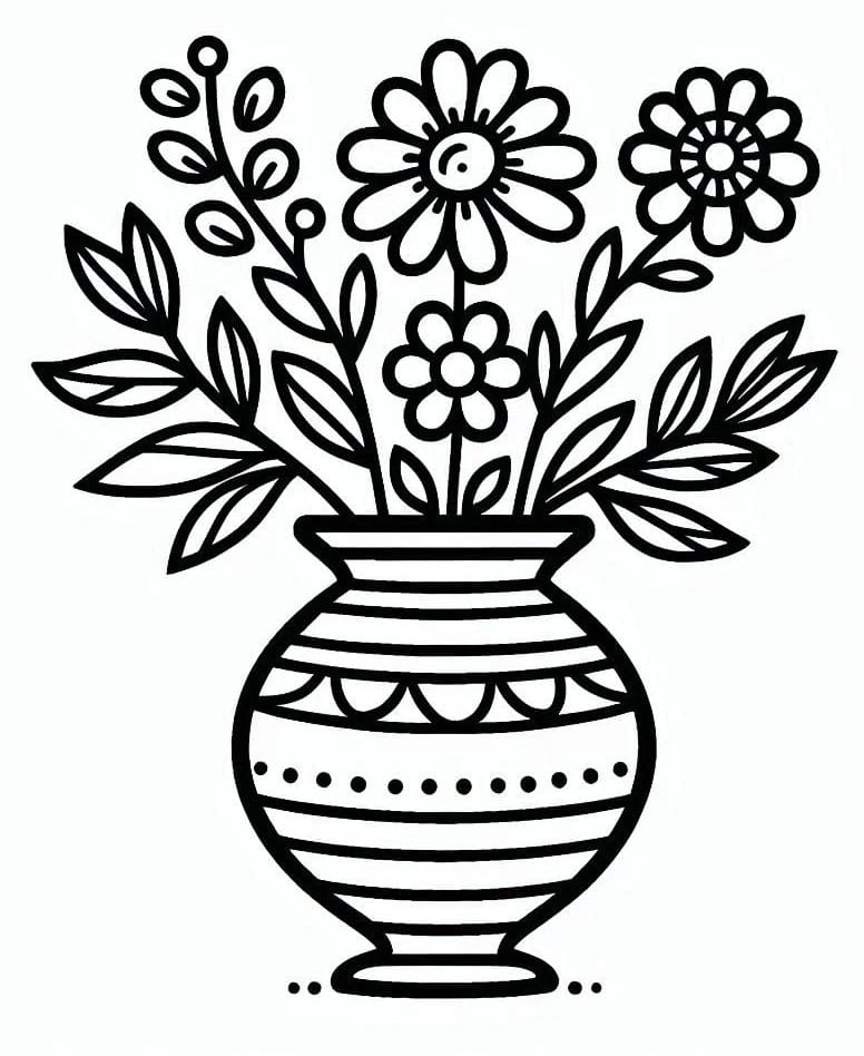 Váza s květinami (33) omalovánka
