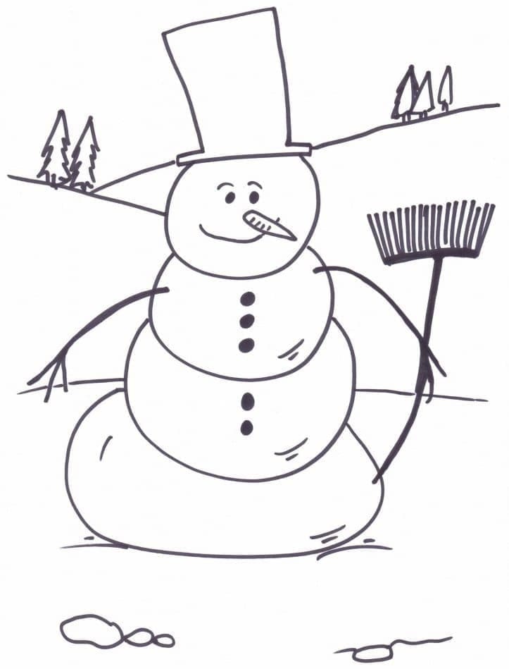 Velmi Jednoduchý Sněhulák omalovánka