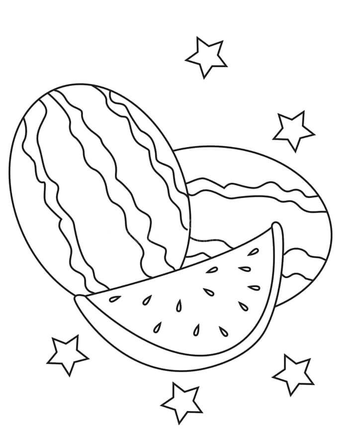 Vodní meloun k Vymalování omalovánka