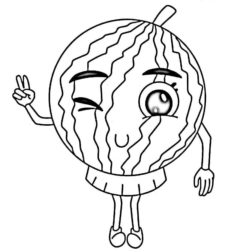 Vodní meloun pro 6leté Děti omalovánka