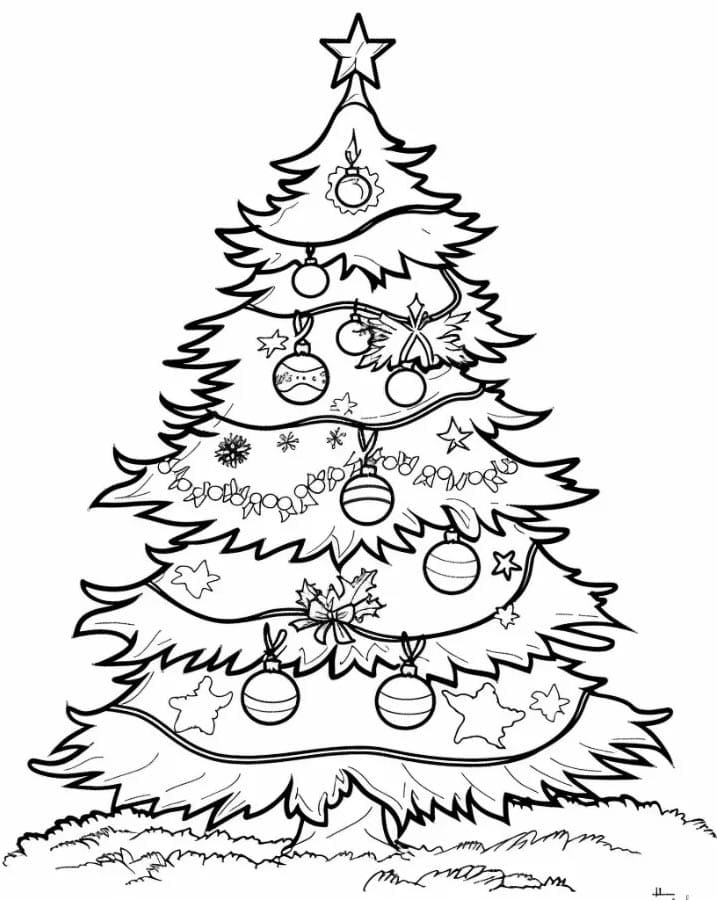 Základní Vánoční strom omalovánka