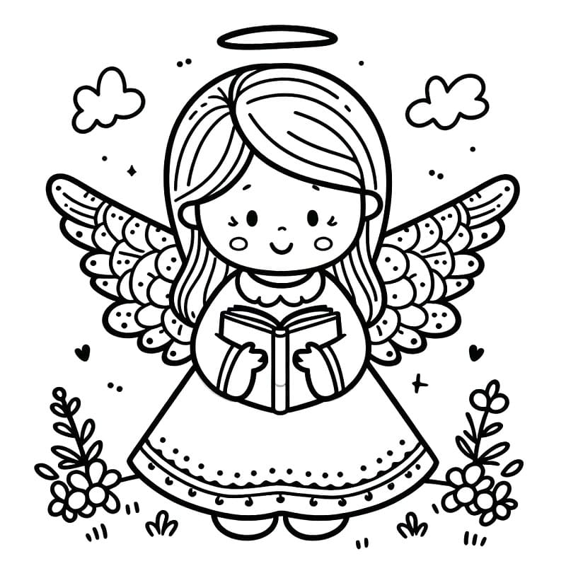 Zdarma Anděl Vymalovatelné omalovánka