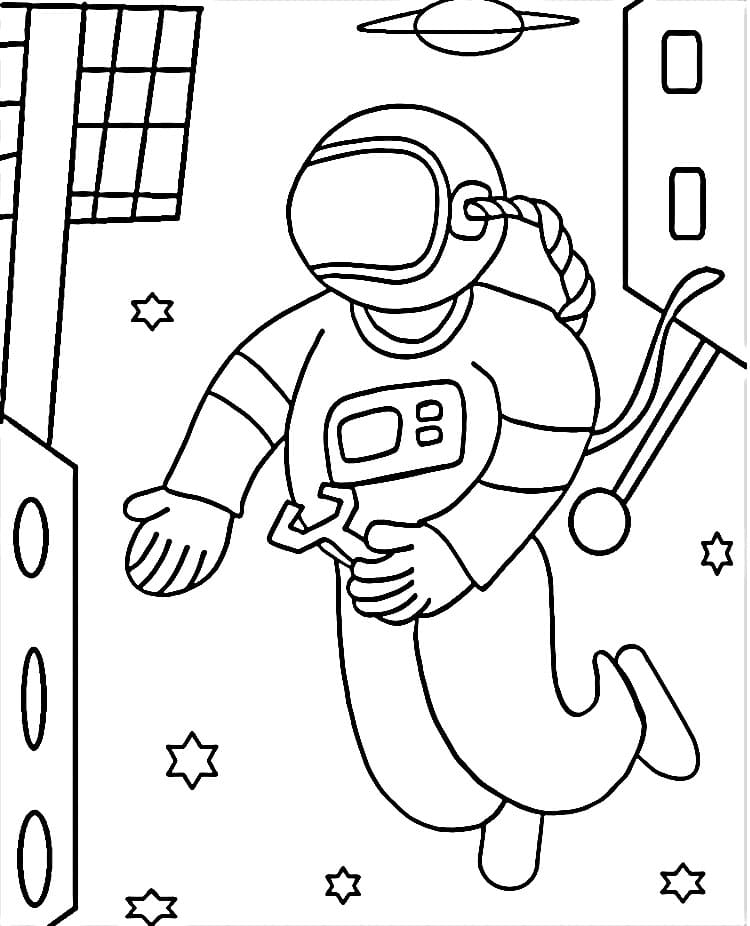 Zdarma Astronaut pro Malé Děti omalovánka