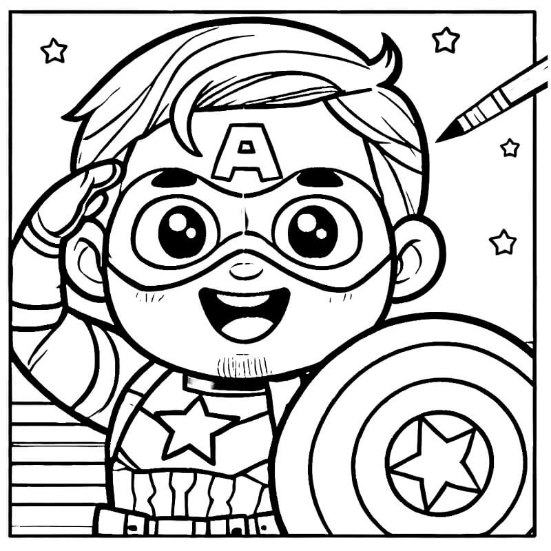 Zdarma Captain America k Tisku pro Děti omalovánka