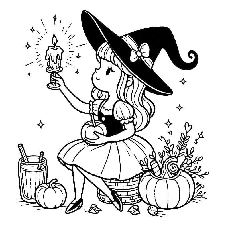 Zdarma Čarodějnice omalovánka