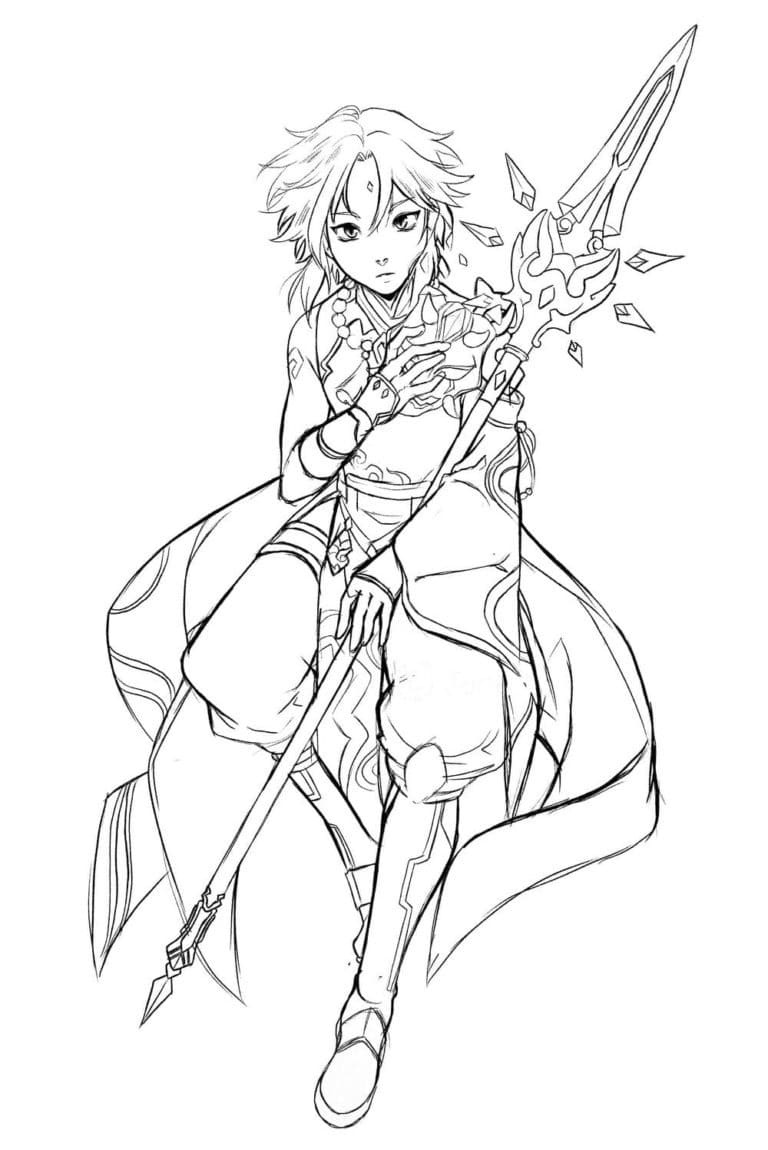 Zdarma Genshin Impact Obrázek omalovánka