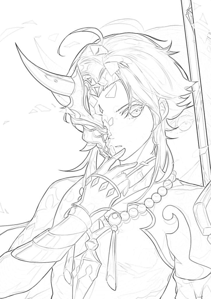 Zdarma Genshin Impact k Tisku pro Děti omalovánka