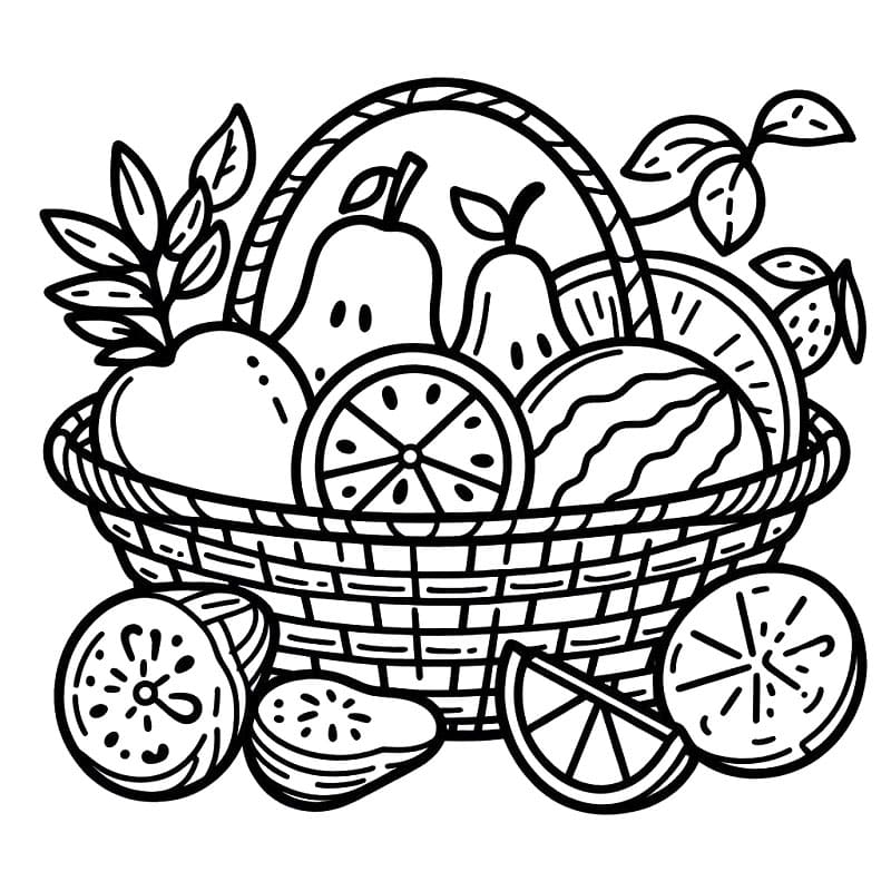 Zdarma Košík s Ovocem Vymalovatelné omalovánka
