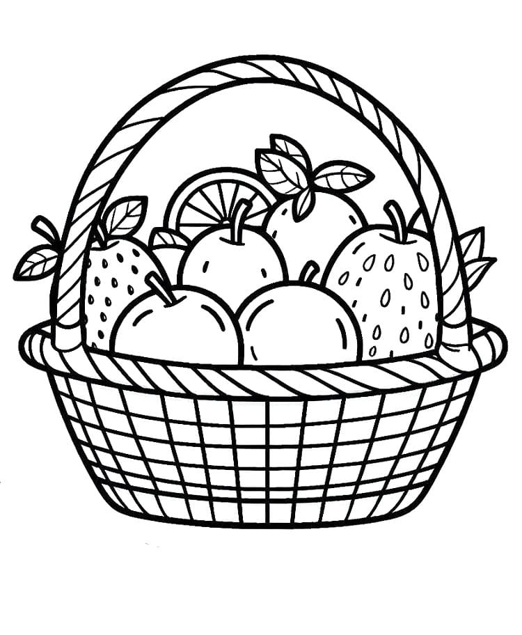 Zdarma Košík s Ovocem k Tisku pro Děti omalovánka