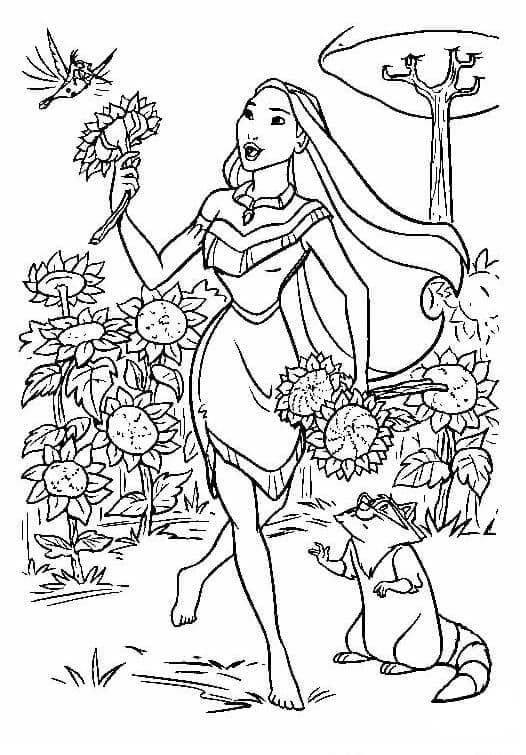 Zdarma Pocahontas k Tisku pro Děti omalovánka