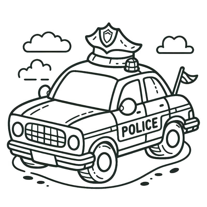 Zdarma Policejní Auto k Tisku pro Děti omalovánka