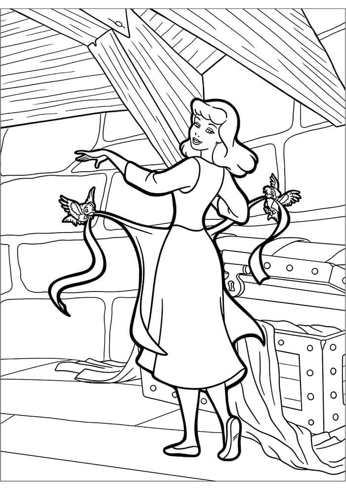 Zdarma Popelka Vymalovatelné omalovánka