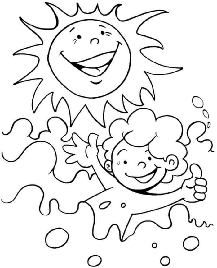 Zdarma Slunce Vymalovatelné omalovánka