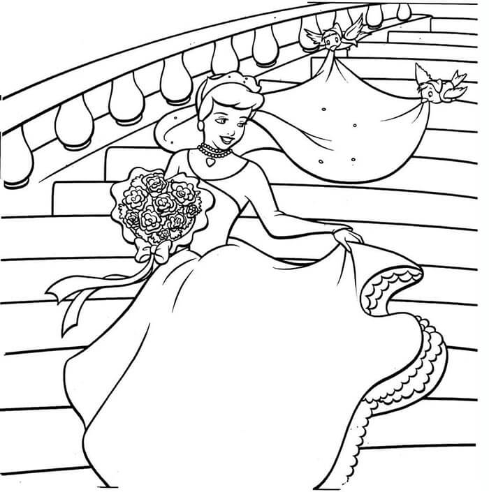 Zdarma Tisknutelná Popelka omalovánka