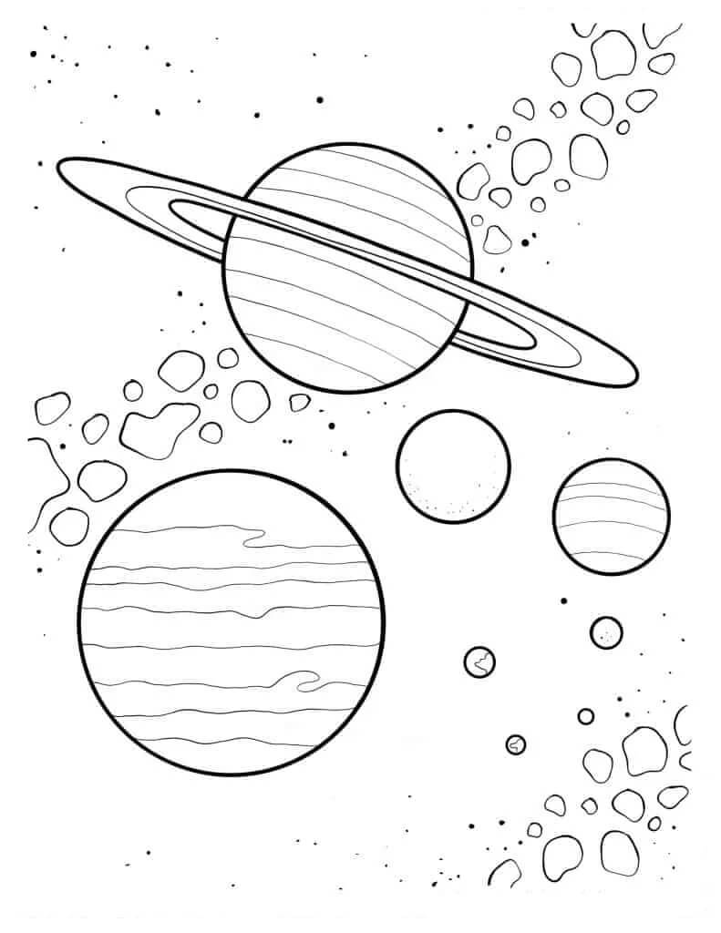 Zdarma Tisknutelná Sluneční soustava omalovánka