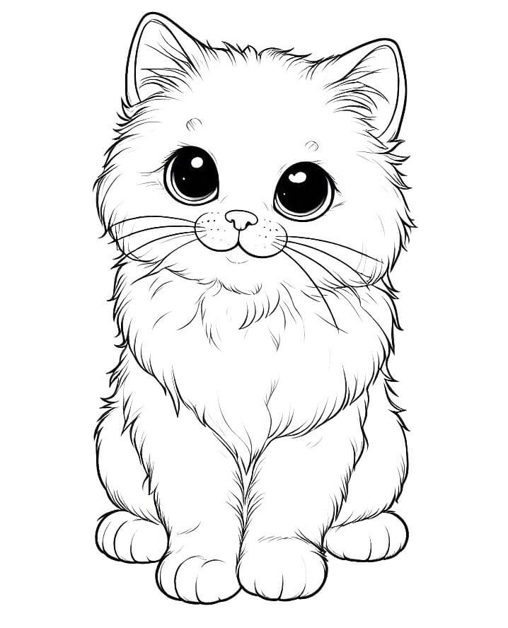 Zdarma Tisknutelný Kočka omalovánka