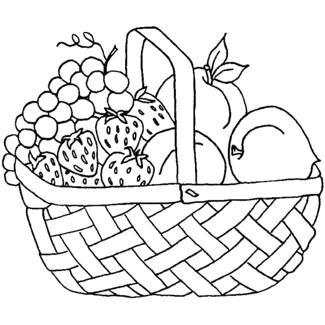 Zdarma Tisknutelný Košík s Ovocem omalovánka