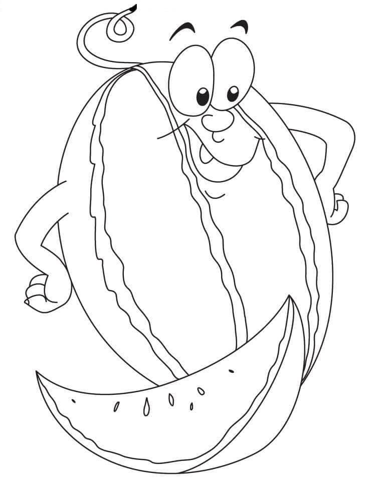 Zdarma Vodní meloun Vymalovatelné omalovánka