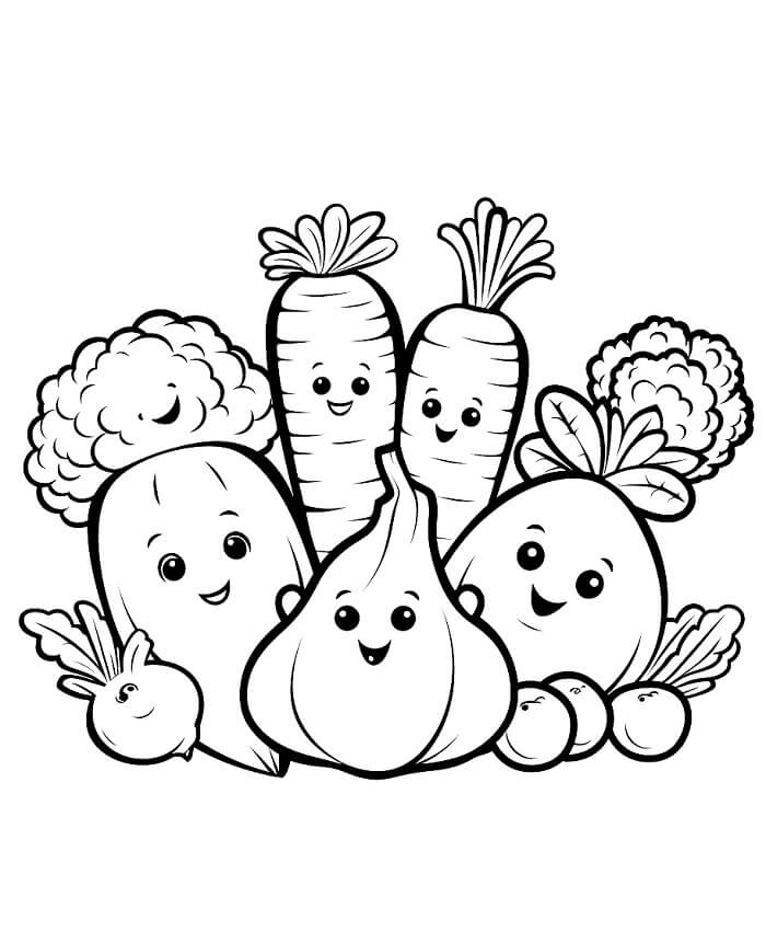 Zdarma Zelenina k Tisku pro Děti omalovánka