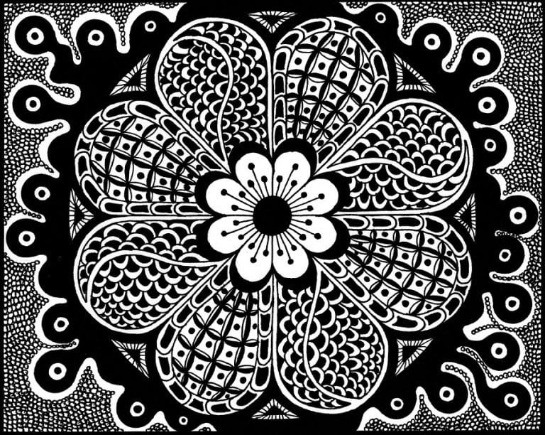 Zdarma Zentangle k Tisku pro Dospělé omalovánka