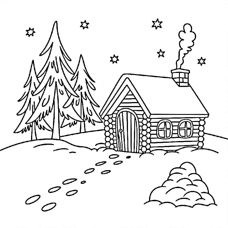 Zima (2) omalovánka