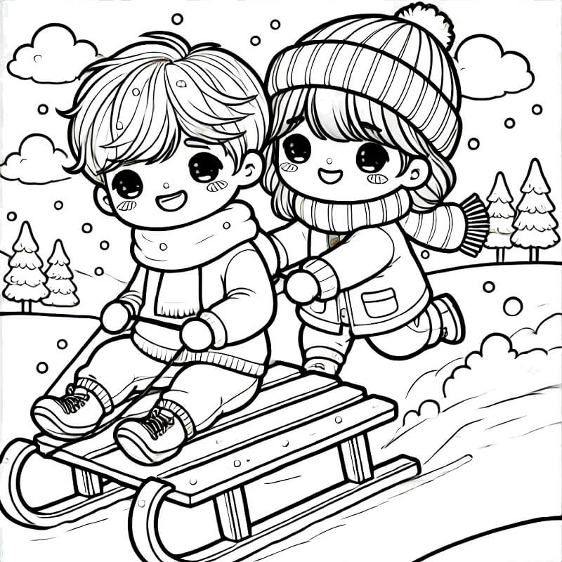 Zima Tisknutelná pro Děti omalovánka