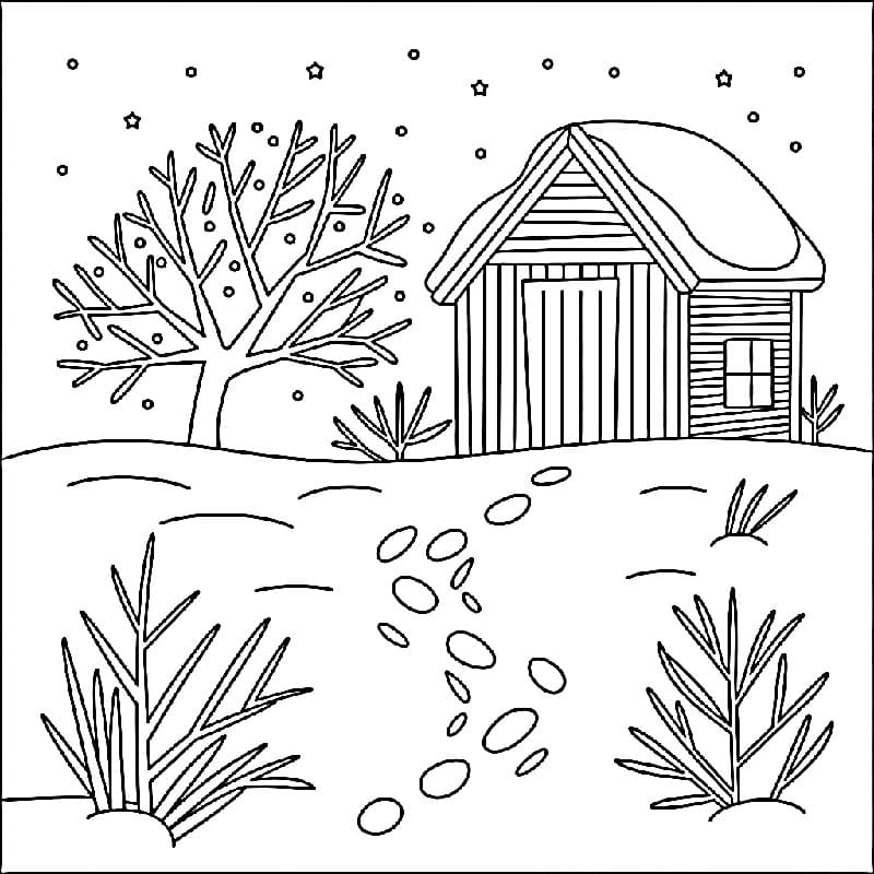 Zima Vymalovatelné pro Děti omalovánka