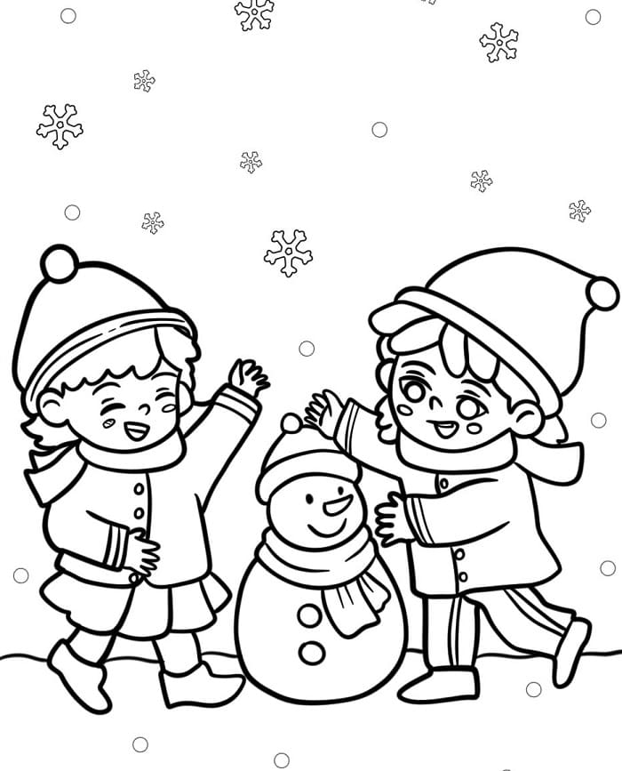 Zima pro 1leté Děti omalovánka
