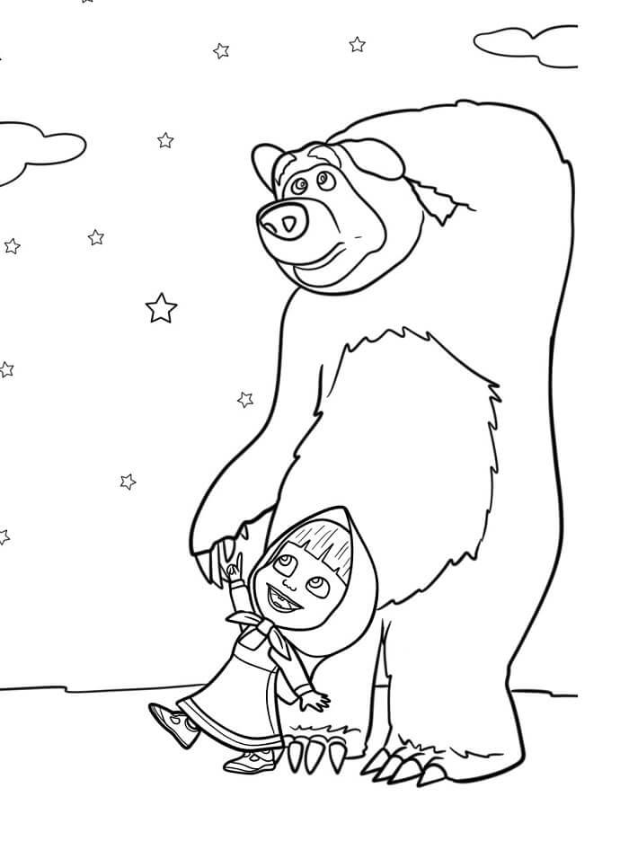 Animované Máša a medvěd omalovánka