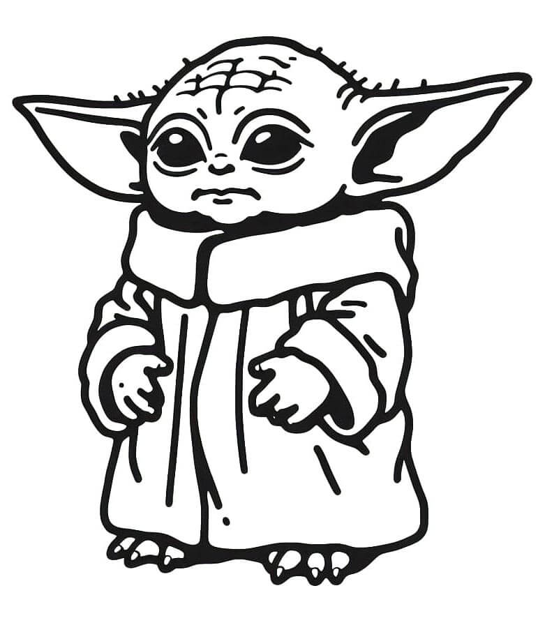 Baby Yoda Tisknutelné Zdarma omalovánka