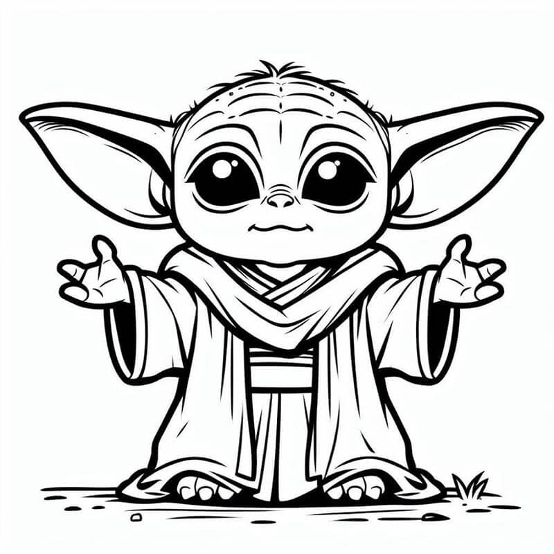 Baby Yoda Vymalovatelné pro Děti omalovánka