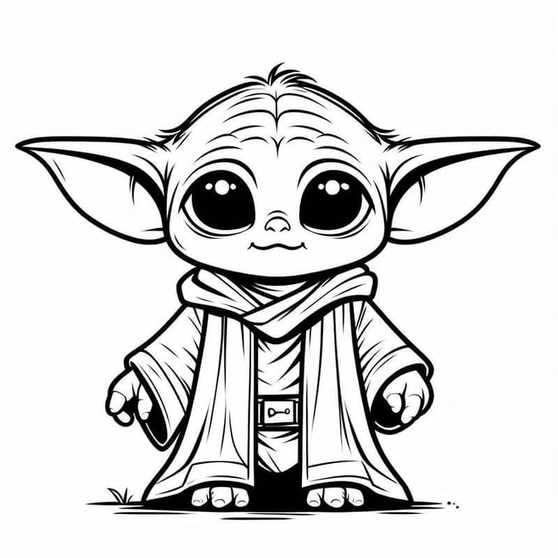Baby Yoda Zdarma pro Děti omalovánka
