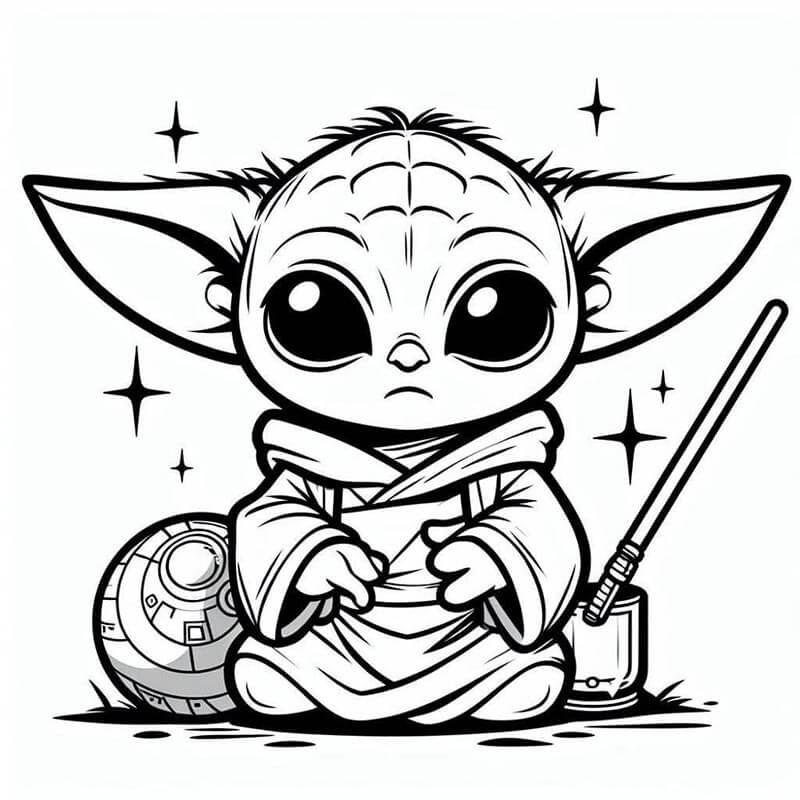 Baby Yoda pro 1leté Děti omalovánka