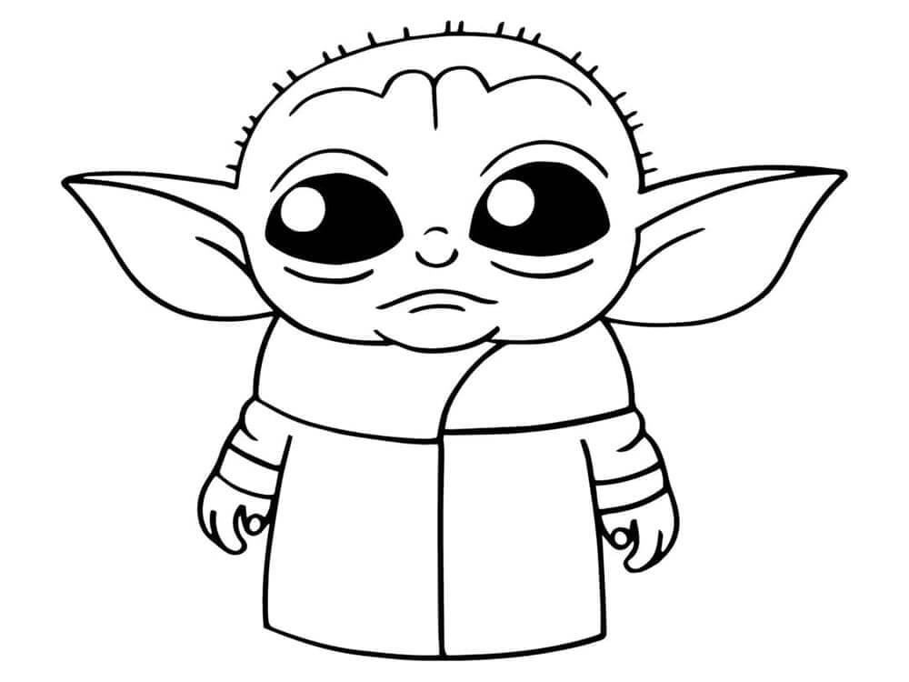 Baby Yoda pro 2leté Děti omalovánka