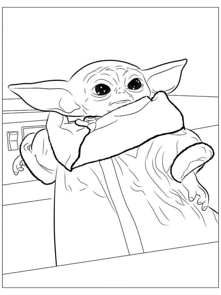 Baby Yoda pro 3leté Děti omalovánka