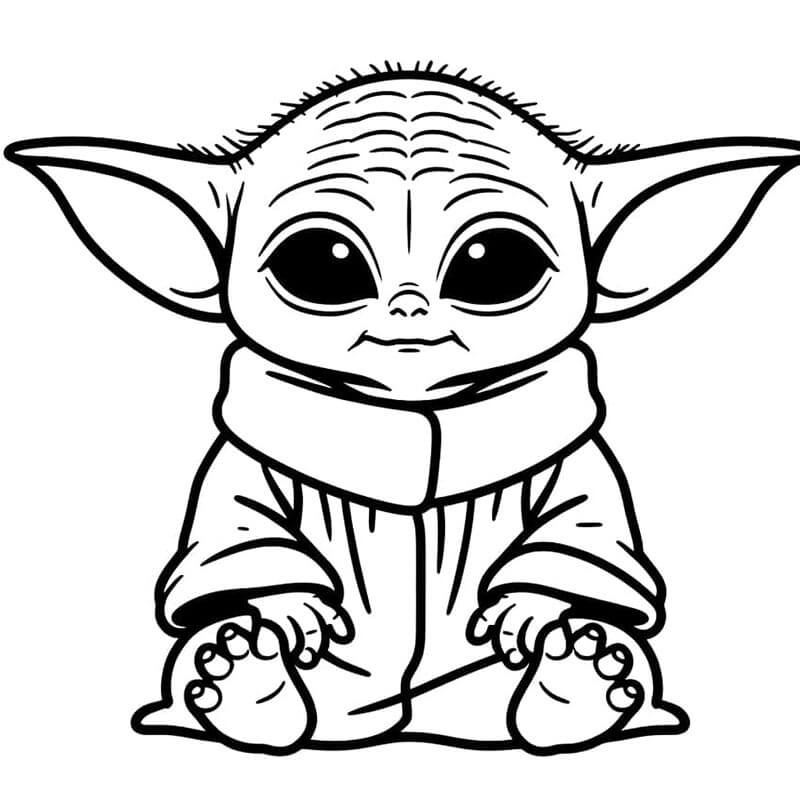 Baby Yoda pro 4leté Děti omalovánka